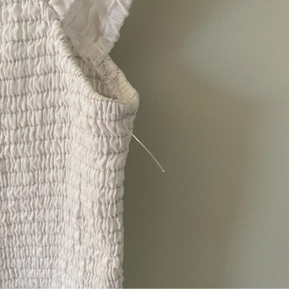 Reformation Tavi 100% Linen White Smocked Ruffle Midi Dress Size Large NWOT - Picture 8 of 10